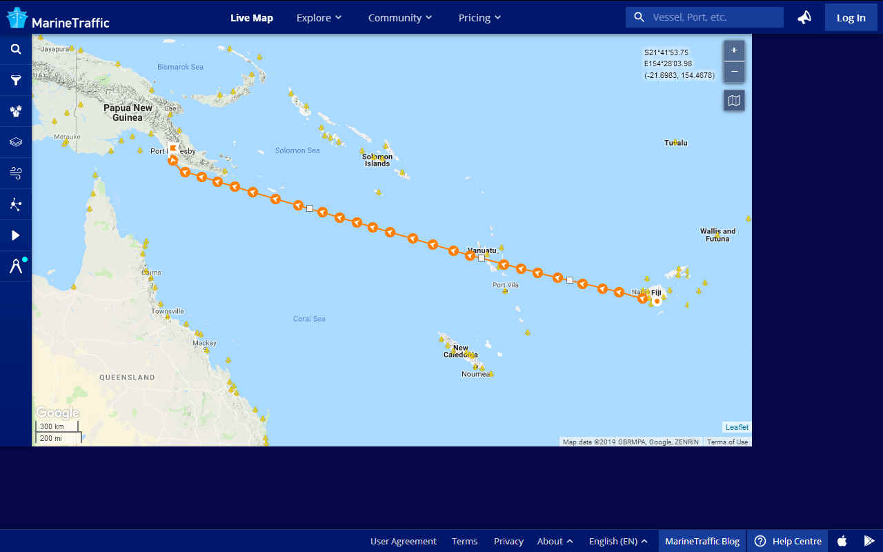 Suva, Fiji to Port Moresby 9th leg of the fastest round the world solar boat race